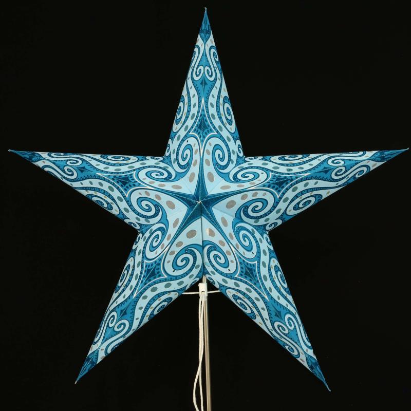 Mandala Glitter turqoise - Foldable glowing star, paper poinsettia with 5 points, 60 cm
